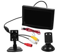 Warmhm Moniteur Miroir Voiture Tft LCD Couleur Écran de Recul avec Support et Ventouse Affichage Synchronisé pour Caméra Arrière Facile Résolution et Luminosité Double Entrée Vidéo Noir