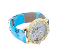 Warmhm Montre à Strass Réglable en Cuir PU Bleue, Montre-Bracelet Décontractée pour Femmes et Filles, Bracelet Motif Cœur, pour Usage Quotidien