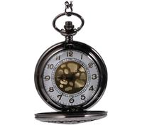 Warmhm Montre à Vintage Noire avec Chaîne Design Squelette Mécanisme Mécanique pour Hommes