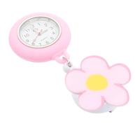 Warmhm Montre de Poche à Clip pour Infirmières Montre à Quartz Portable Lumineuses Verre Transparent Design Cartoon Rose Petite Fleur Pratique pour Usage