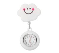 Warmhm Montre De Poche D'infirmière Télescopique en Plastique Abs Blanc, Montre Suspendue pour Infirmières, Usage Professionnel Médicale, Design Mignon Sourire Nuage, Taille Compacte
