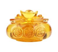 Warmhm Ornement de Bol à Trésor Créatif en Cristal Doré Style Corne D'abondance, Décoration Intérieure pour Maison et Restaurant, Sculpture Feng Shui Élégante