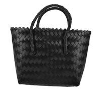 Warmhm Panier Tressé en Imitation Rotin Noir Paquet Cabas Compact en Paille Paquet à Main Artisanal pour Femmes Et Panier à Légumes Polyvalent pour Courses Quotidiennes