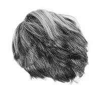 Warmhm Perruque Grise Courte Père Accessoire Costume Halloween Cheveux Synthétiques Résistants Chaleur Perruque Cosplay Homme pour Fête et Spectacle