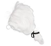 Warmhm Perruque Longue Blanche de Juge Cosplay Réutilisable Confortable avec Ruban Adaptée à Toutes Morphologies Perruque pour Costume Avocat et Déguisements