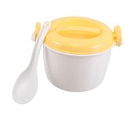 Warmhm Petit Cuiseur à Riz Vapeur Micro-ondes 1,8l En Plastique Alimentaire Jaune Multifonction Cuisson Rapide Pour Maison Et Voyage Cuillère Intégrée