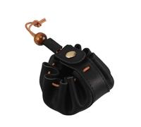 Warmhm Petit Porte-Monnaie en Cuir de Vachette Fait Main, Bourse à Cordon Noire Vintage pour Femmes, Paquet à Main Compact pour Pièces de Monnaie et Accessoires, Trousse Pratique