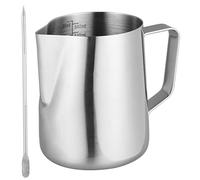 Warmhm Pichet à Lait Acier Inoxydable avec Marqueurs Intérieurs et Stylet Latte Art Jauge de Mesure Précise Pichet Mousseur pour Espresso