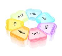 Warmhm Pilulier Hebdomadaire 7 Compartiments en Plastique Transparent Coloré Couvercle Mini Boîte à Remède Fleurie Rangement Portable pour Vitamines et Comprimés