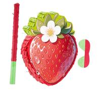 Warmhm Pinata Fraise Rouge pour Fête Anniversaire Été Décoration et Jeu Thème Fruits avec Bâton Masque et Confettis Accessoire Suspendu Facile à Remplir pour Garçon Fille