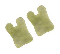 Warmhm Planche à Gratter en Jade 2 Pièces Outil de Massage Facial Pratique Vert Anti-Âge Usage Instructions