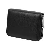 Warmhm Pochette à Cartes en Cuir De Vachette Souple, Porte-Cartes Femme Grosse Capacité, Petite Pochette pour Cartes D'identité Et Monnaie, Portable pour Bureau Et Voyage, Coloris Noir Compact