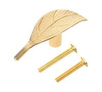 Warmhm Poignée de Meuble en Laiton Massif à Motif Feuille, Poignée de Porte D’armoire Dorée, Quincaillerie pour Armoires Cuisine, Bouton de Meuble Rustique, Tiroir et Commode, Style