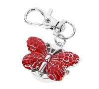 Warmhm Porte-clés Montre De Poche Classique Rouge Montre De Poche à Quartz en Métal Porte-clés Boucle Accessoire Portable pour Femmes Et Jeunes Filles Design Léger Et Élégant