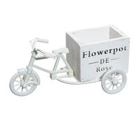 Warmhm Porte-Fleurs de Vélo Blanc 1pc en Plastique et Bois, Support Pot de Fleurs Créatif Multifonctions, Décoration de Table Mariage, Bureau et Maison, Jardinière Style Champêtre