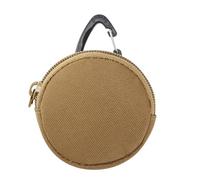 Warmhm Porte-Monnaie Rond Mini Multifonctionnel en Tissu Kaki avec Fermeture Éclair, Poche pour Clés et Écouteurs, Compact et Portable pour Usage Quotidien et Voyage, Accessoire Léger