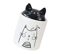 Warmhm Pot de Conservation Céramique Forme de Chat Pot à Épices Étanche Multifonction pour Cuisine avec Couvercle Hermétique Rangement Snack et Condiments