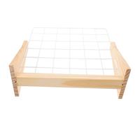 Warmhm Présentoir à Bijoux à Grille Métallique Autoportante avec Base en Bois Blanc, Design Minimaliste et Polyvalent pour Usage Domestique ou Commerce de Détail