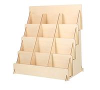 Warmhm Présentoir pour Cartes de Vœux en Bois Massif 4 Niveaux, Organisateur Polyvalent pour Table ou Étagère Optimisation D'espace et Charme Naturel