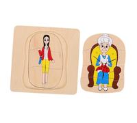 Warmhm Puzzle Bois Multi-Couches Montessori pour Filles et Garçons Éducatif de Développement Cognitif et Coordination Main-œil Apprentissage Progressif du Cycle de Vie Humain