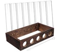 Warmhm Réservoirs De Plantes Verre Transparent avec Support Bois pour Multiplication Bouturage des Plantes à Fixer Au Mur Bureau