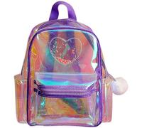 Warmhm Sac à Dos Transparent Cœur Pvc Fille Sac Dos École Maternelle Collège Concert Clair Petit Élégant Pratique Facile à Nettoyer