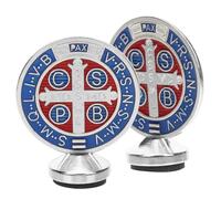 Warmhm Saint Benoît Croix Décoratives 2 Pièces Décoration de Noël de Jésus Ornement Religieux en Métal Accessoires pour Maison Bureau Église Chambre d'Garçon et Filles Décoration Vintage