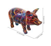 Warmhm Sculpture Cochon en Résine Colorée Petite Figurine Décorative Mignonne Ornement Animal de Collection pour Salon et Bureau Statuette Miniature Animalière Amulette Présent