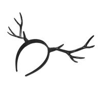 Warmhm Serrage-tête à Bois de Faon Noir Petit, Bandeau Cosplay pour Soirée, Accessoire Photo Festif pour Femmes, Confort Ajusté, Déguisement Noël et Fêtes Hivernales