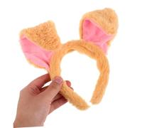 Warmhm Set Animal Cosplay Chien Pelucheux Oreilles Nez Nœud et Queue Accessoires et Confortables pour Fête Déguisée Garçon Fille et Adultes