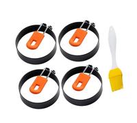 Warmhm Set de Anneaux à Œufs Ronds Acier Inoxydable avec Poignées Silicone Antidérapantes Moules à Omelette pour Cuisson Maison Faciles à Nettoyer et