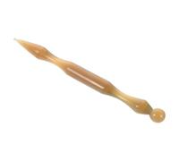 Warmhm Stylo de Massage D'acupression Chinois Double Tête en Corne Naturelle de Bœuf, Outil Portable pour Points de Pression du Dos et Auriculothérapie, Compact pour Bien-domicile Voyage