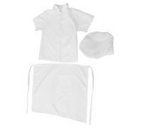 Warmhm Tablier de Chef Garçon Fille Blanc Costume de Cuisine Unisexe pour Petits Chefs Ensemble Lavage Facile pour Pâtisserie Peinture et Jeu de Rôle avec Chapeau et Tabliers