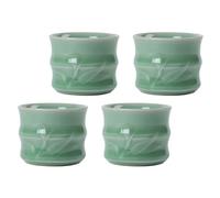 Warmhm Tasses à Thé et Forme Ronde Vert Clair en Céramique Lot de 4 Capacité Adaptée Confortables à Tenir, Culture du Thé à Domicile