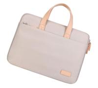 Warmhm Tissu Oxford Sacoche pour Ordinateur Portable Double Zip, Beige | Bandoulière Détachable, Couche Antichoc Intégrée, Protège Poussière, pour Bureau et Réunions
