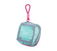 Warmhm Trousse Zippée en Filet Polyvalente pour Câbles Et Petits Objets, Paquet De Rangement Léger Vert Bleu avec Cordon Rose, Voyage Maison Bureau, Format Compact Carré en Maille