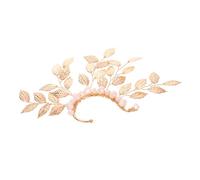 Warmhm Vintage Style Ear Bone Clip With Metal Leaf And Crystal Non Pierced Ear Cuff For Wedding And Party For Hair