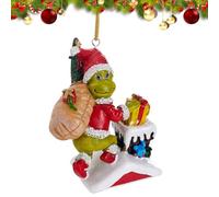 Warmiehomy Grinch Décorations de sapin de Noël à suspendre en résine pour décoration d'intérieur, cadeaux de Noël pour enfants (voleur de grinch de cheminée)