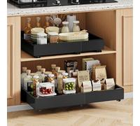 Warmiehomy Lot de 2 tiroirs télescopiques extensibles - Espace de rangement extensible dans la cuisine - Largeur : 30 à 52 cm - Tiroir coulissant extensible pour armoires de cuisine - Pas de perçage