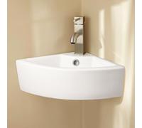 Warmiehomy Vasque de salle de bain en céramique à fixation murale, lavabo d'angle triangulaire en céramique avec kit de fixation pour salle de bain, vestiaire (blanc, 31 x 31 x 13 cm)