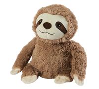 Warmies Coussin chauffant en peluche paresseux marron, compatible micro-ondes, peluche épaisse parfumée à la lavande française, sachet de blé chaud ou froid pour un soulagement réconfortant