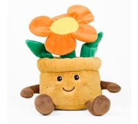 Warmies Pot de Fleurs Orange Micro-ondable, Coussin Chauffant, Peluche Lestée, Parfumée à la Lavande Française - Grand