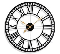 Warminn Grande Horloge Murale silencieuse sans tic-tac à Chiffres Romains, fonctionnant à Pile Quartz, Facile à Lire pour Chambre Maison Cuisine Chambre Bureau école(40cm)