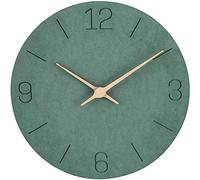 Warminn Horloge Murale Design Moderne de 12 Pouces en Bois MDF silencieusement Lumineuse en Plein air analogique Grande Horloge imperméable Moderne Cuisine Chambre Salon Bureau Silencieuse