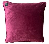 Warmpi® Coussin chauffant infrarouge avec banque de puissance de 10.000mAh - Velours rouge vin - 45x45 cm - Sans fil & utilisable avec un câble intégré de 2,5 m
