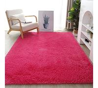 warmsile Tapis Chambre Shaggy Tapis pour Salon Tapis De Sol Grand pour Couloir Soft Tapis À Poils Longs Moelleux Tapis Antidérapant Intérieur Moelleux pour Salon Chambre,Rose Red,160 x 230 cm