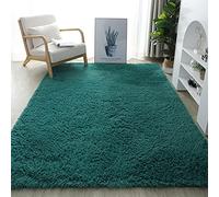 Warmsile Tapis Shaggy À Poils Longs pour Salon, Chambre, Couloir - Antidérapant, Moelleux, Soft - Vert, 140 x 200 cm