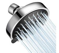 WarmSpray Pomme de douche haute pression fixe 5 réglages 10,2 cm haut débit avec rotule réglable en laiton pour une expérience de douche de luxe même à basse pression d'eau