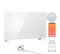 WARMTEC Chauffage électrique 2500W | Radiateur en verre avec Wi-Fi, minuterie, écran LCD et programme hebdomadaire | Radiateur à convection mural ou autoportant à économie d'énergie | Blanc