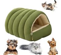 Warmth Cozy Comfort Plush Pet Cave, Plush Cat Cave Bed with Adjustable Privacy Entry, Supportive Washable Pet Bed, Cat Beds for Indoor Cats and Small Dogs (Green,45 * 30 * 19 cm)